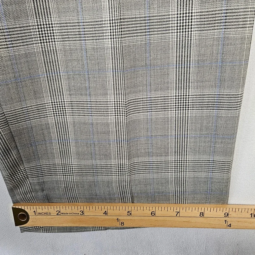 Hickey Freeman Suit Set Mens 46L 36x30 Grey Glen Plaid Wool Business Formal USA